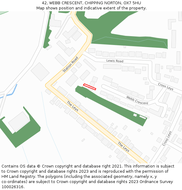 42, WEBB CRESCENT, CHIPPING NORTON, OX7 5HU: Location map and indicative extent of plot