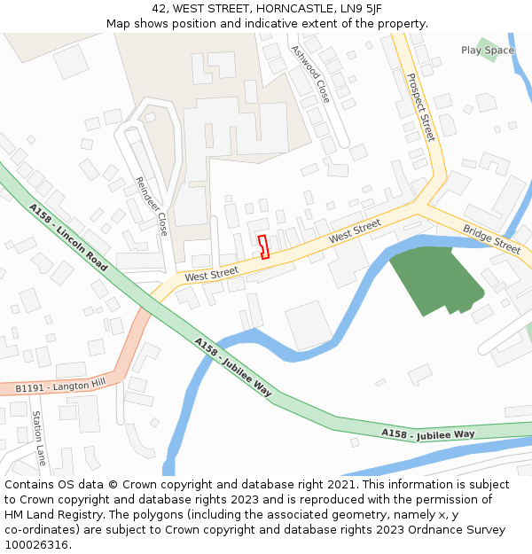42, WEST STREET, HORNCASTLE, LN9 5JF: Location map and indicative extent of plot