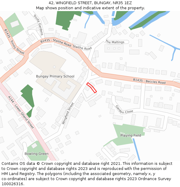 42, WINGFIELD STREET, BUNGAY, NR35 1EZ: Location map and indicative extent of plot