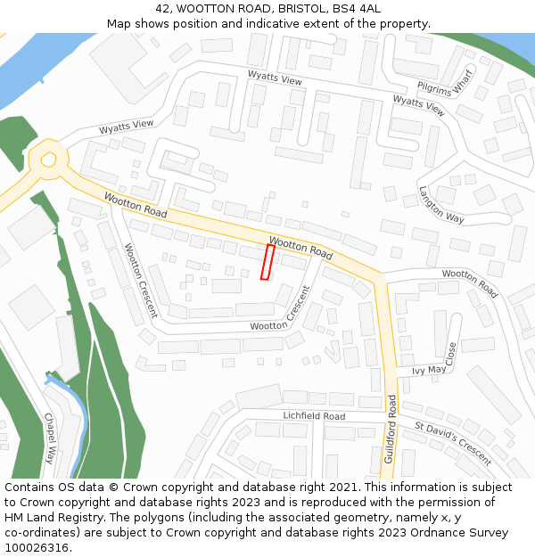 42, WOOTTON ROAD, BRISTOL, BS4 4AL: Location map and indicative extent of plot