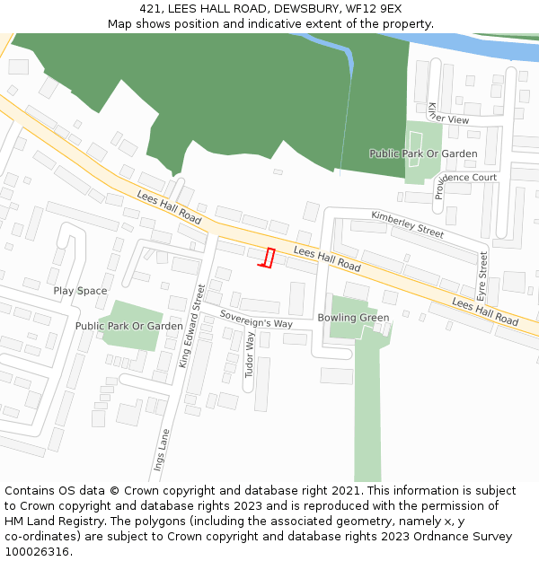 421, LEES HALL ROAD, DEWSBURY, WF12 9EX: Location map and indicative extent of plot