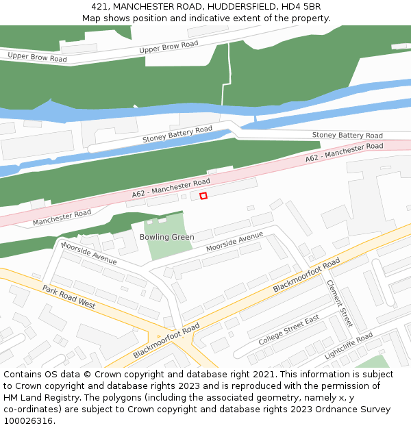 421, MANCHESTER ROAD, HUDDERSFIELD, HD4 5BR: Location map and indicative extent of plot