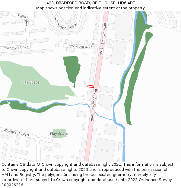 423, BRADFORD ROAD, BRIGHOUSE, HD6 4BT: Location map and indicative extent of plot