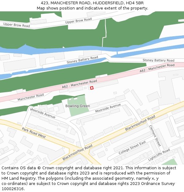 423, MANCHESTER ROAD, HUDDERSFIELD, HD4 5BR: Location map and indicative extent of plot