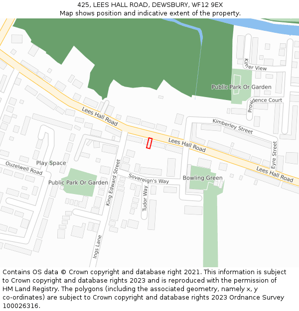 425, LEES HALL ROAD, DEWSBURY, WF12 9EX: Location map and indicative extent of plot