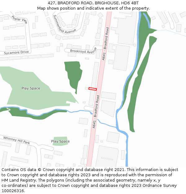 427, BRADFORD ROAD, BRIGHOUSE, HD6 4BT: Location map and indicative extent of plot
