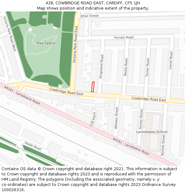 428, COWBRIDGE ROAD EAST, CARDIFF, CF5 1JN: Location map and indicative extent of plot