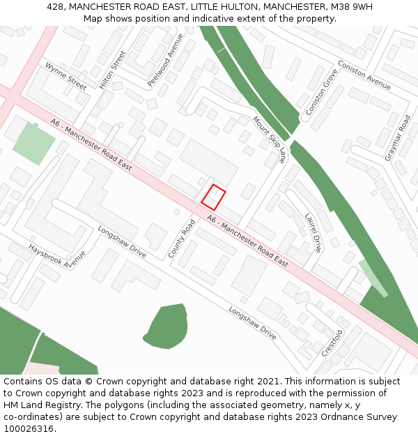 428, MANCHESTER ROAD EAST, LITTLE HULTON, MANCHESTER, M38 9WH: Location map and indicative extent of plot