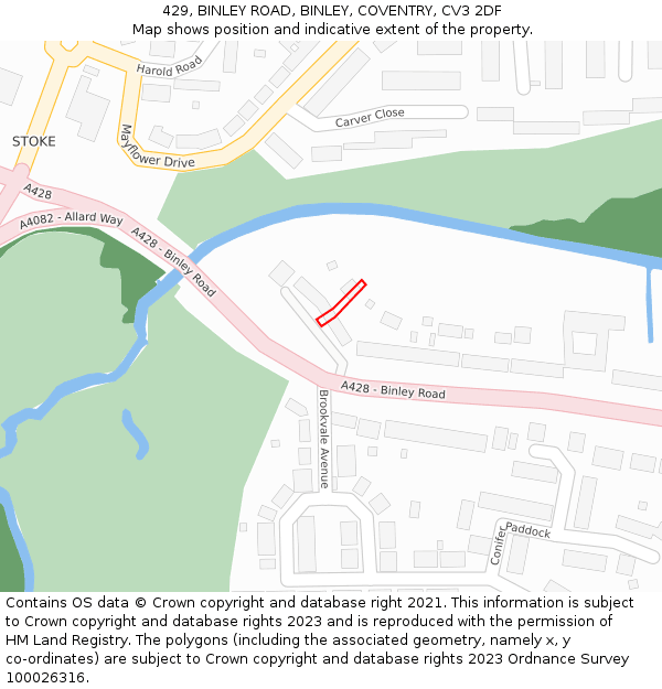 429, BINLEY ROAD, BINLEY, COVENTRY, CV3 2DF: Location map and indicative extent of plot