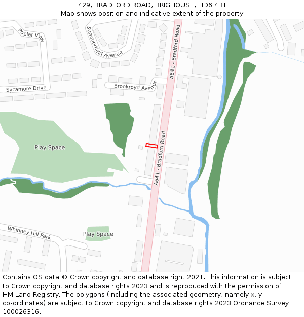 429, BRADFORD ROAD, BRIGHOUSE, HD6 4BT: Location map and indicative extent of plot