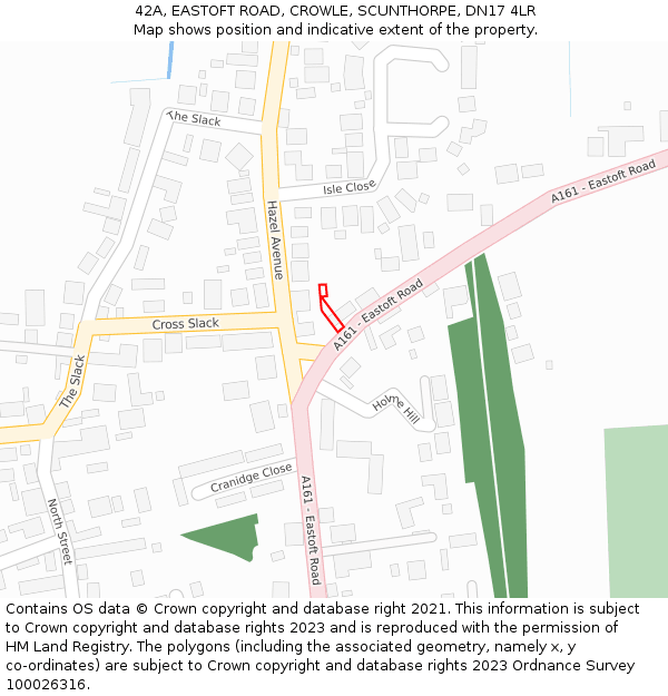 42A, EASTOFT ROAD, CROWLE, SCUNTHORPE, DN17 4LR: Location map and indicative extent of plot