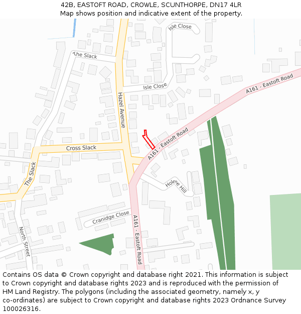 42B, EASTOFT ROAD, CROWLE, SCUNTHORPE, DN17 4LR: Location map and indicative extent of plot