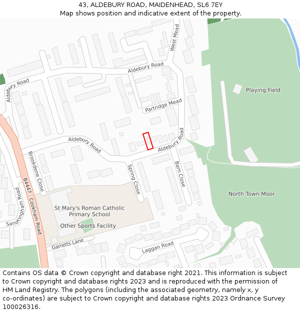 43, ALDEBURY ROAD, MAIDENHEAD, SL6 7EY: Location map and indicative extent of plot
