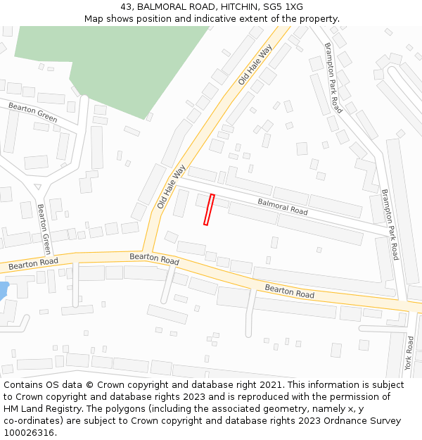 43, BALMORAL ROAD, HITCHIN, SG5 1XG: Location map and indicative extent of plot