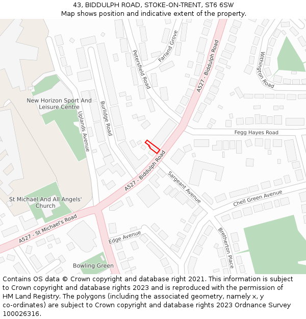 43, BIDDULPH ROAD, STOKE-ON-TRENT, ST6 6SW: Location map and indicative extent of plot