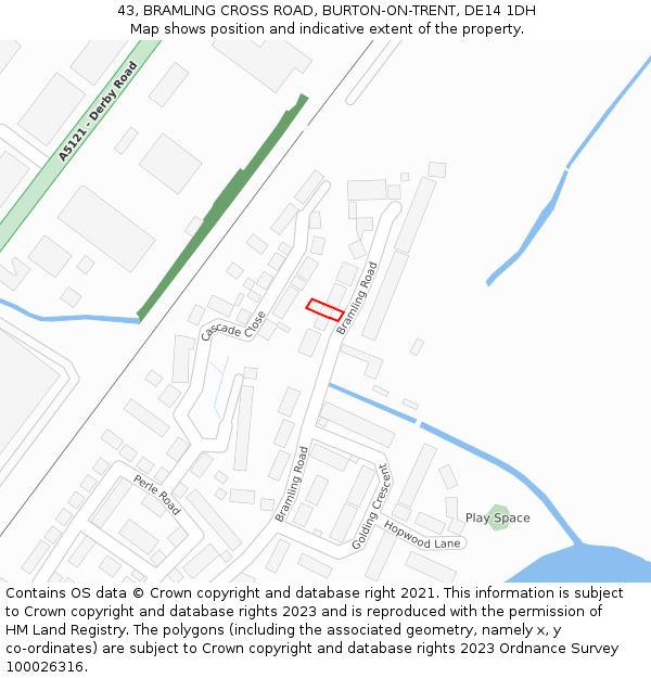 43, BRAMLING CROSS ROAD, BURTON-ON-TRENT, DE14 1DH: Location map and indicative extent of plot