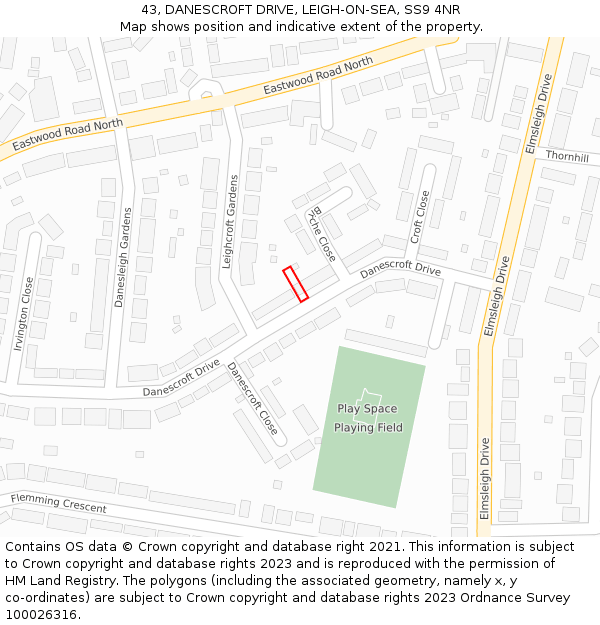 43, DANESCROFT DRIVE, LEIGH-ON-SEA, SS9 4NR: Location map and indicative extent of plot