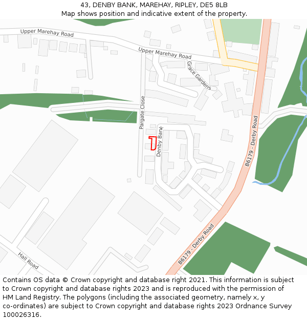 43, DENBY BANK, MAREHAY, RIPLEY, DE5 8LB: Location map and indicative extent of plot