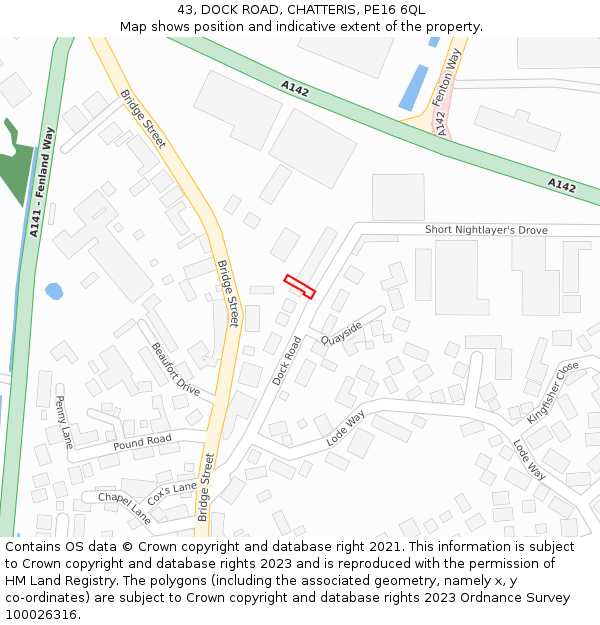43, DOCK ROAD, CHATTERIS, PE16 6QL: Location map and indicative extent of plot