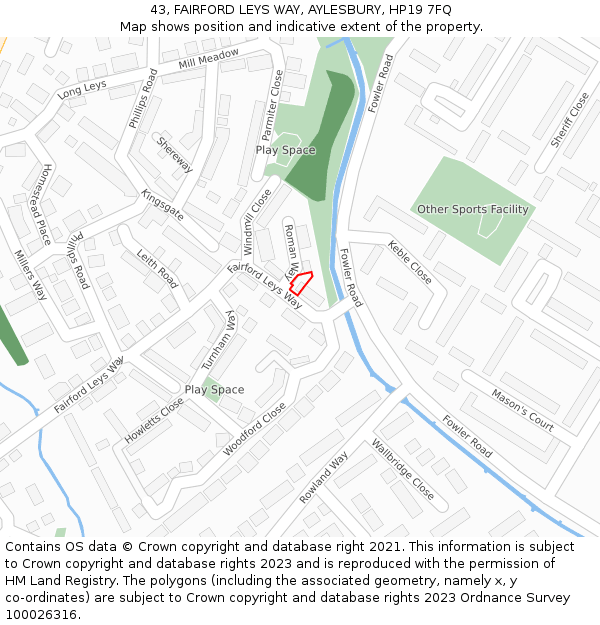 43, FAIRFORD LEYS WAY, AYLESBURY, HP19 7FQ: Location map and indicative extent of plot