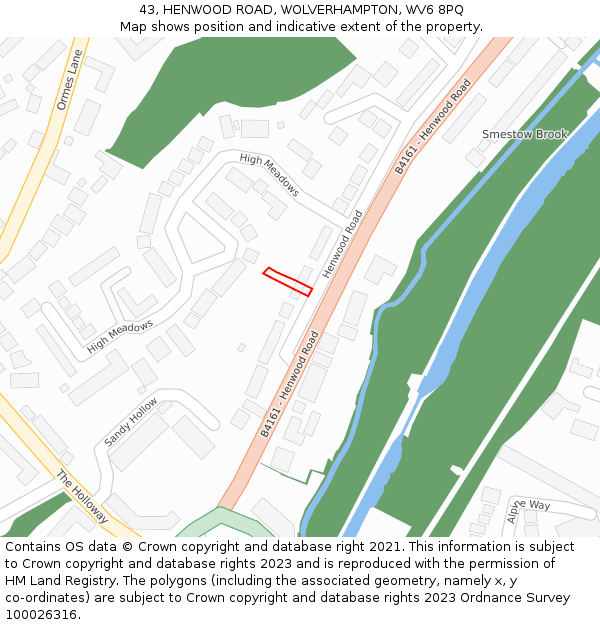 43, HENWOOD ROAD, WOLVERHAMPTON, WV6 8PQ: Location map and indicative extent of plot