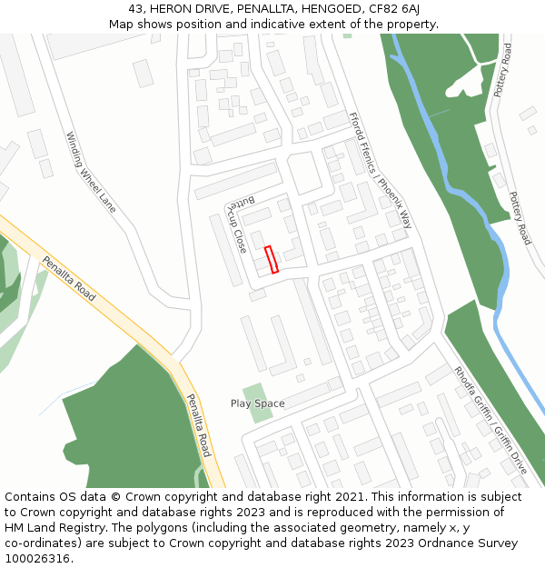 43, HERON DRIVE, PENALLTA, HENGOED, CF82 6AJ: Location map and indicative extent of plot