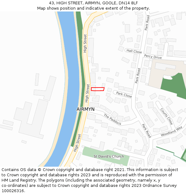 43, HIGH STREET, AIRMYN, GOOLE, DN14 8LF: Location map and indicative extent of plot
