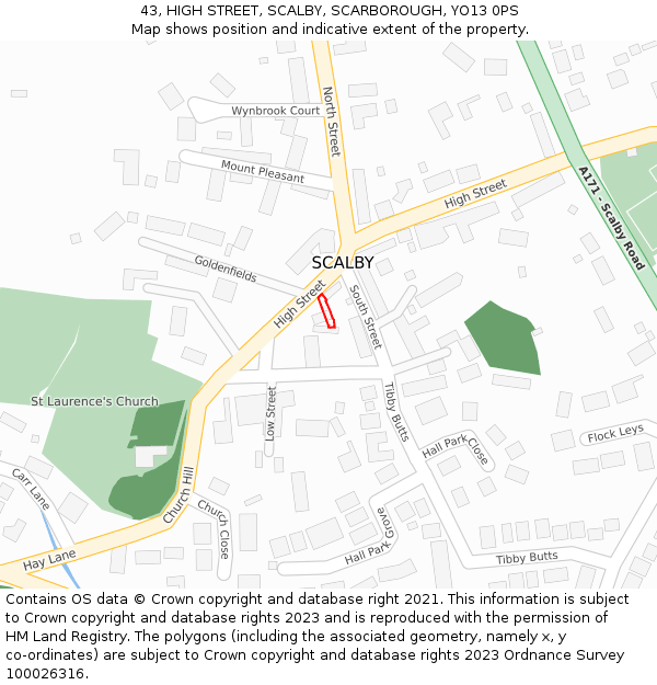 43, HIGH STREET, SCALBY, SCARBOROUGH, YO13 0PS: Location map and indicative extent of plot