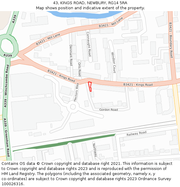 43, KINGS ROAD, NEWBURY, RG14 5RA: Location map and indicative extent of plot