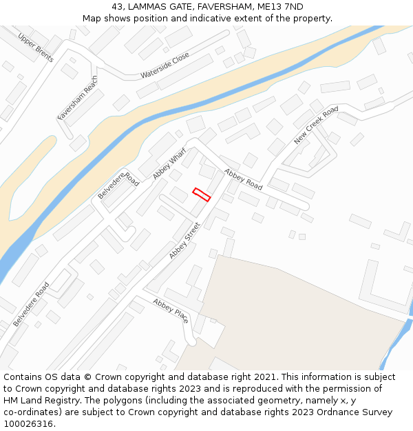 43, LAMMAS GATE, FAVERSHAM, ME13 7ND: Location map and indicative extent of plot