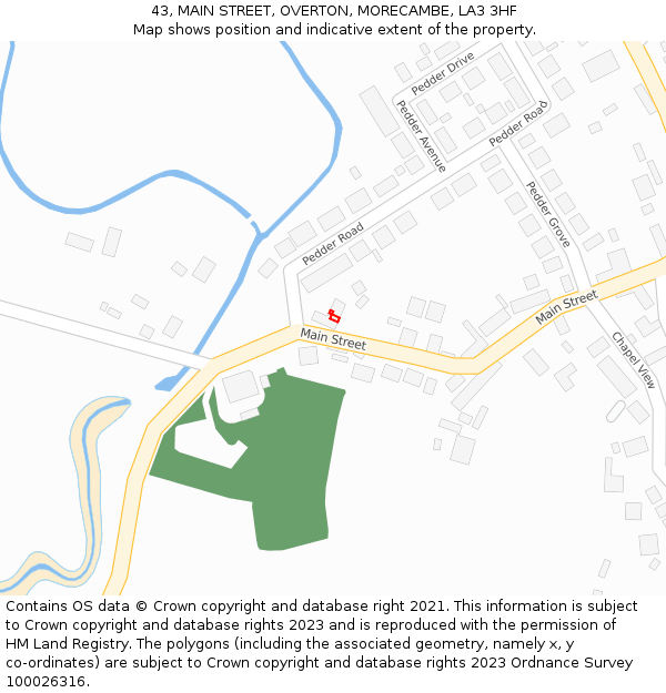 43, MAIN STREET, OVERTON, MORECAMBE, LA3 3HF: Location map and indicative extent of plot