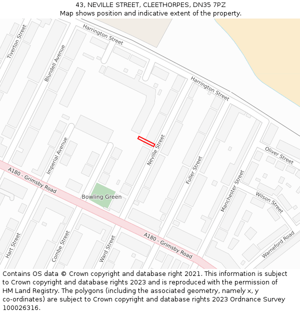 43, NEVILLE STREET, CLEETHORPES, DN35 7PZ: Location map and indicative extent of plot