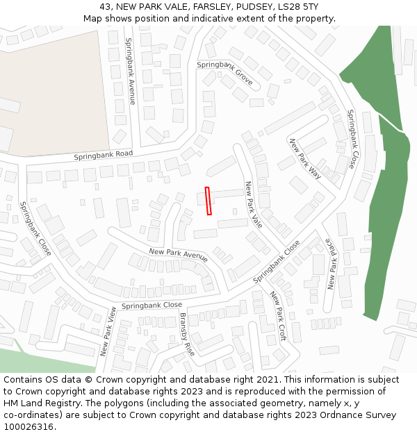 43, NEW PARK VALE, FARSLEY, PUDSEY, LS28 5TY: Location map and indicative extent of plot