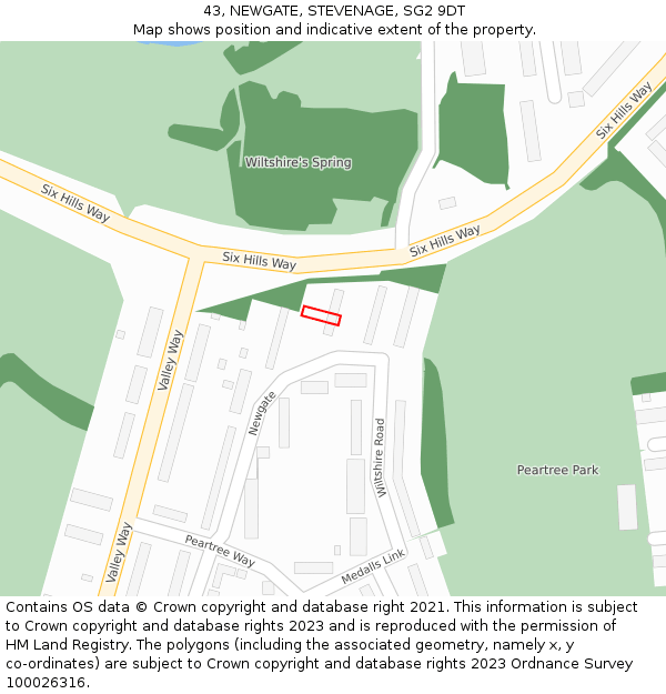 43, NEWGATE, STEVENAGE, SG2 9DT: Location map and indicative extent of plot