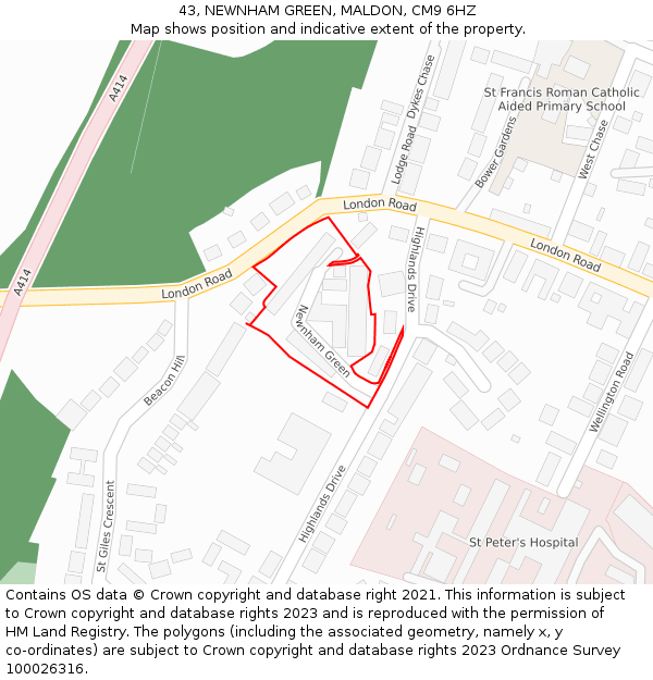 43, NEWNHAM GREEN, MALDON, CM9 6HZ: Location map and indicative extent of plot