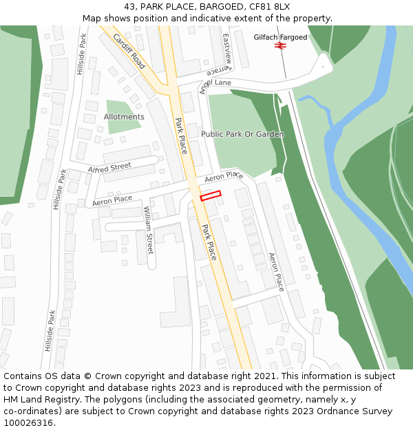 43, PARK PLACE, BARGOED, CF81 8LX: Location map and indicative extent of plot