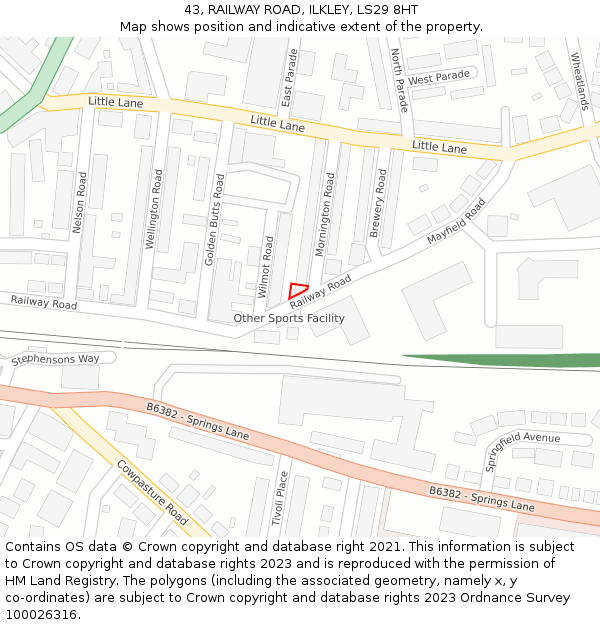 43, RAILWAY ROAD, ILKLEY, LS29 8HT: Location map and indicative extent of plot