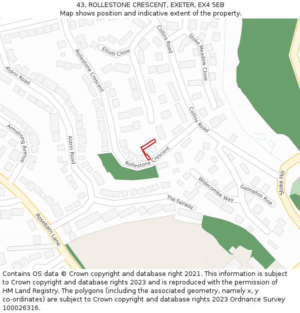 43, ROLLESTONE CRESCENT, EXETER, EX4 5EB: Location map and indicative extent of plot
