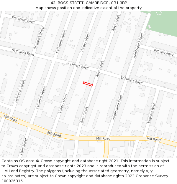 43, ROSS STREET, CAMBRIDGE, CB1 3BP: Location map and indicative extent of plot
