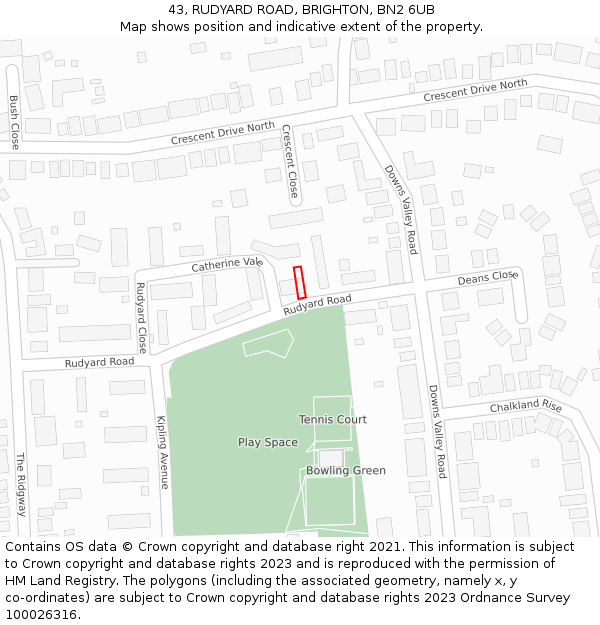43, RUDYARD ROAD, BRIGHTON, BN2 6UB: Location map and indicative extent of plot