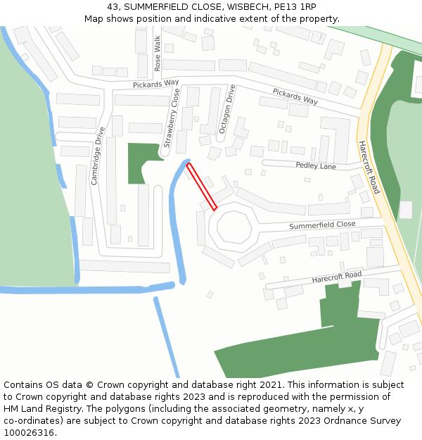 43, SUMMERFIELD CLOSE, WISBECH, PE13 1RP: Location map and indicative extent of plot