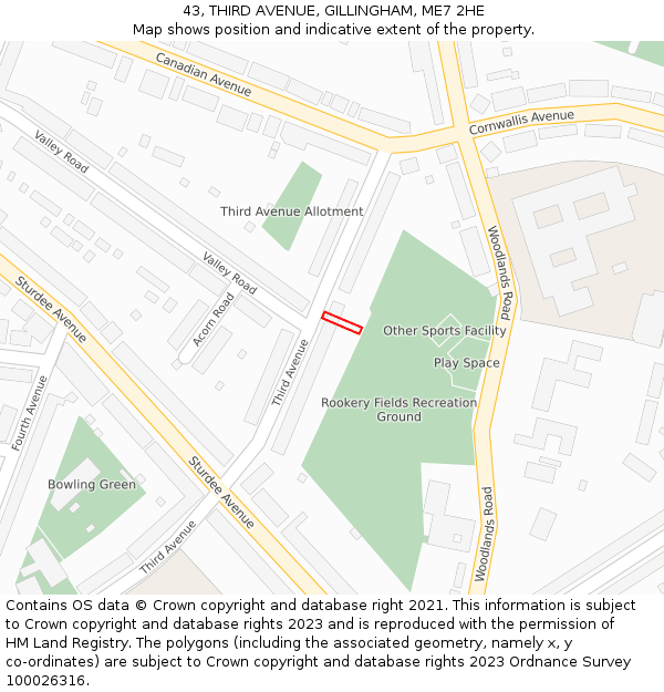 43, THIRD AVENUE, GILLINGHAM, ME7 2HE: Location map and indicative extent of plot