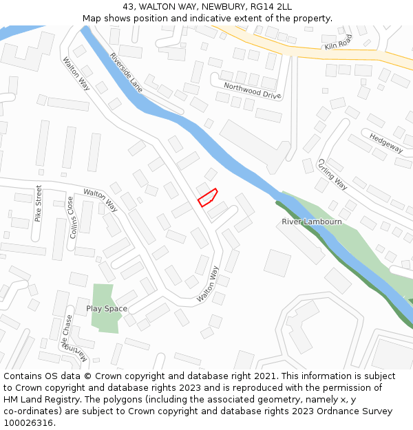43, WALTON WAY, NEWBURY, RG14 2LL: Location map and indicative extent of plot
