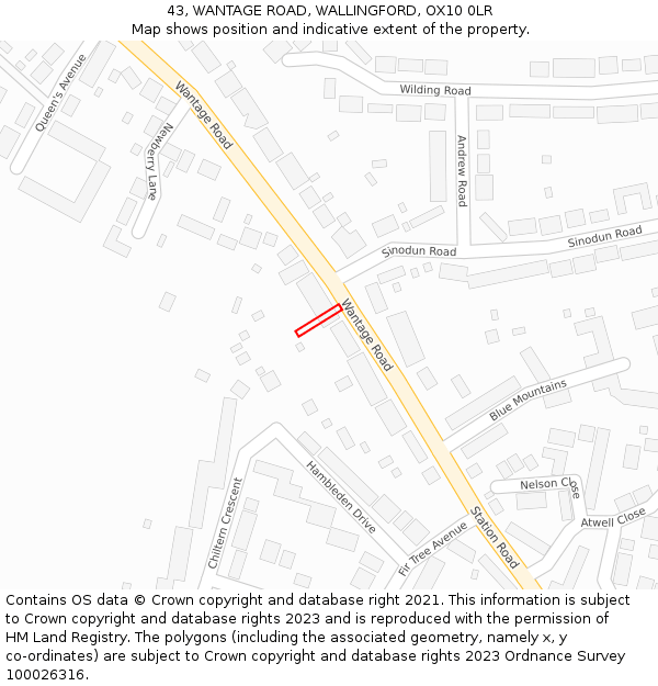 43, WANTAGE ROAD, WALLINGFORD, OX10 0LR: Location map and indicative extent of plot