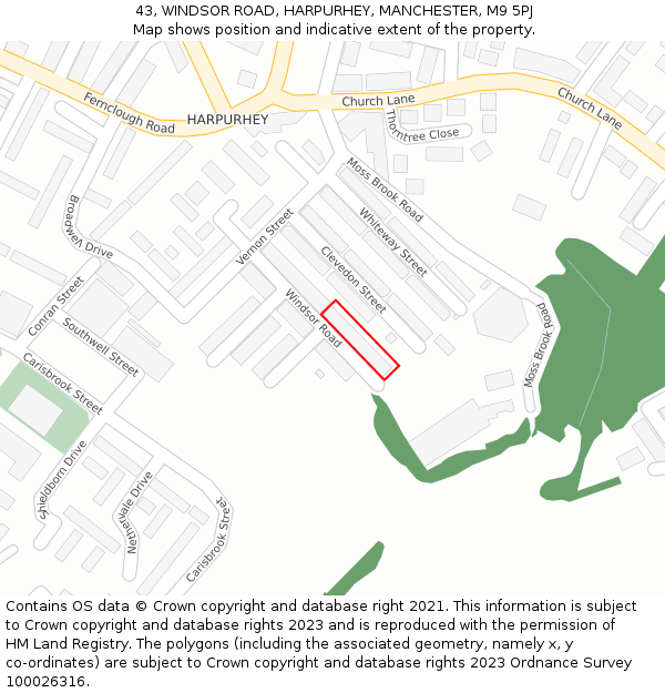43, WINDSOR ROAD, HARPURHEY, MANCHESTER, M9 5PJ: Location map and indicative extent of plot