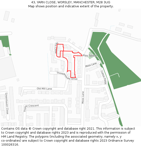 43, YARN CLOSE, WORSLEY, MANCHESTER, M28 3UG: Location map and indicative extent of plot