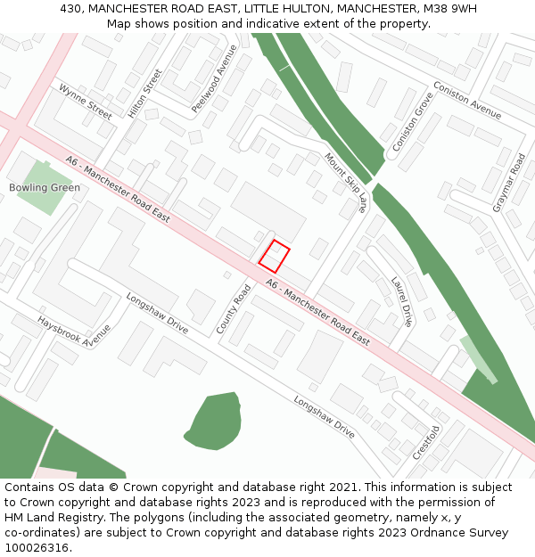 430, MANCHESTER ROAD EAST, LITTLE HULTON, MANCHESTER, M38 9WH: Location map and indicative extent of plot