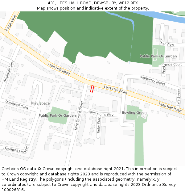 431, LEES HALL ROAD, DEWSBURY, WF12 9EX: Location map and indicative extent of plot