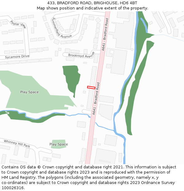 433, BRADFORD ROAD, BRIGHOUSE, HD6 4BT: Location map and indicative extent of plot