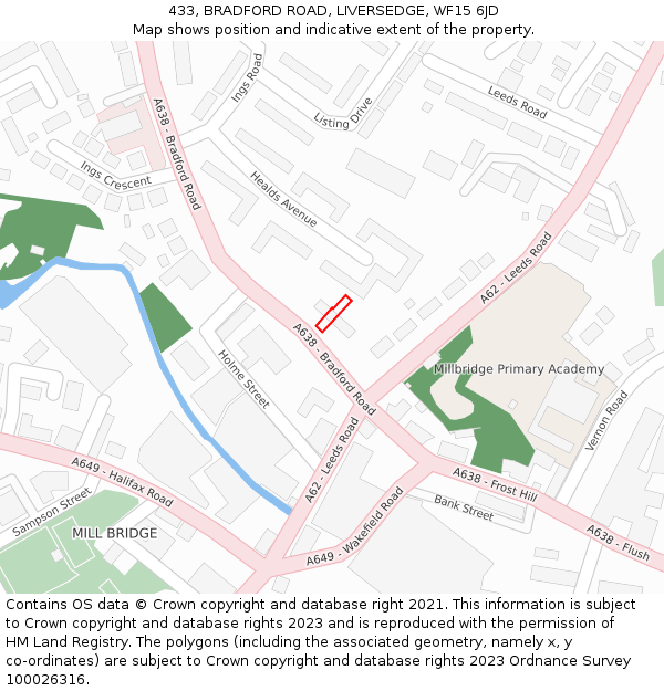 433, BRADFORD ROAD, LIVERSEDGE, WF15 6JD: Location map and indicative extent of plot